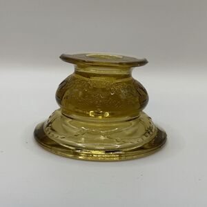 Amber Depression Glass Candlestick Holder (Federal Glass Co. Madrid Pattern)
